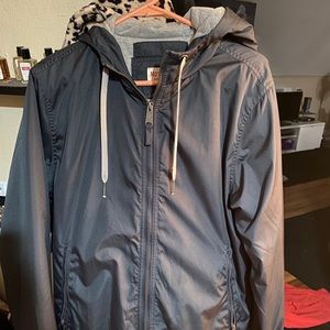 Navy Blue Windbreaker with grey lining